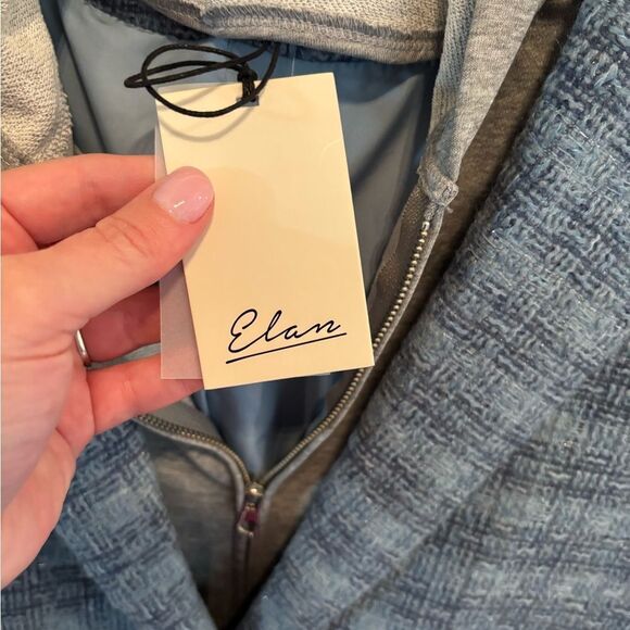 Elan Blue Plaid Long-Sleeve Layered Blazer Hoodie - Picture 4 of 8